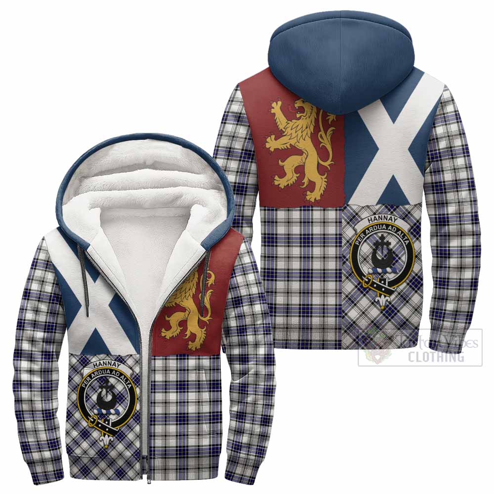 Hannay Crest Tartan Sherpa Hoodie with Lion Rampant Saltire Style