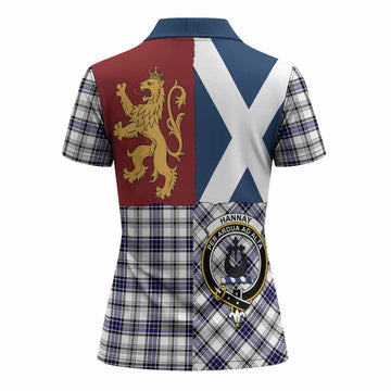 Hannay Crest Tartan Women Polo Shirt with Lion Rampant Saltire Style