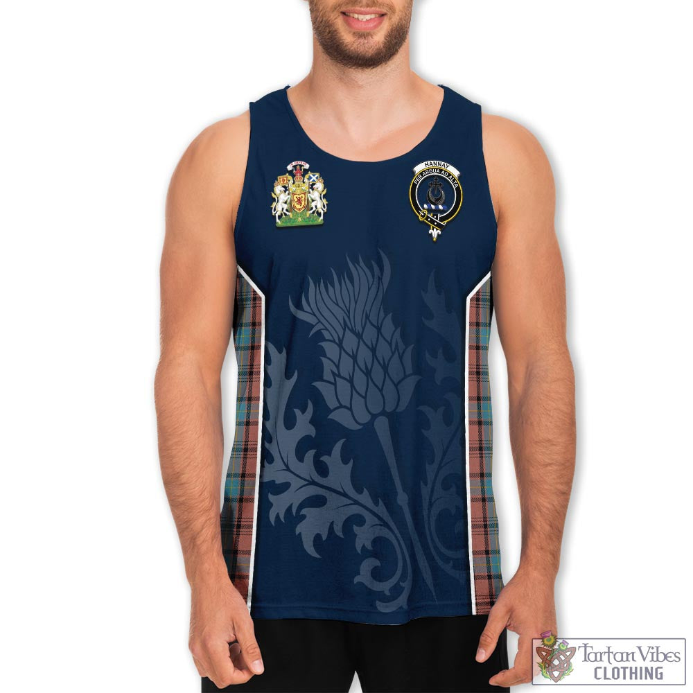 Tartan Vibes Clothing Hannay Dress Tartan Men's Tanks Top with Family Crest and Scottish Thistle Vibes Sport Style