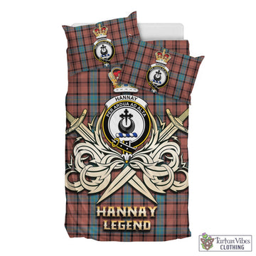 Hannay Dress Tartan Bedding Set with Clan Crest and the Golden Sword of Courageous Legacy