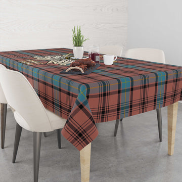 Hannay Dress Tartan Tablecloth with Clan Crest and the Golden Sword of Courageous Legacy