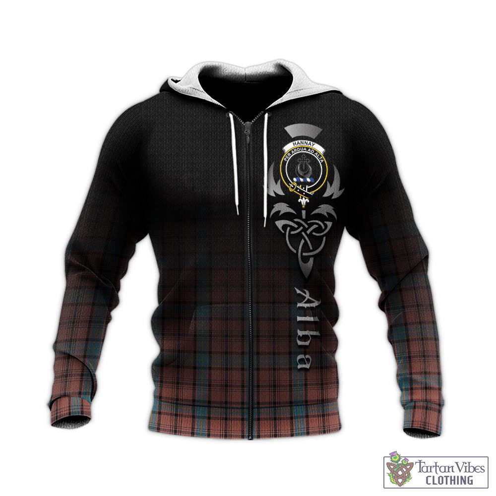 Tartan Vibes Clothing Hannay Dress Tartan Knitted Hoodie Featuring Alba Gu Brath Family Crest Celtic Inspired