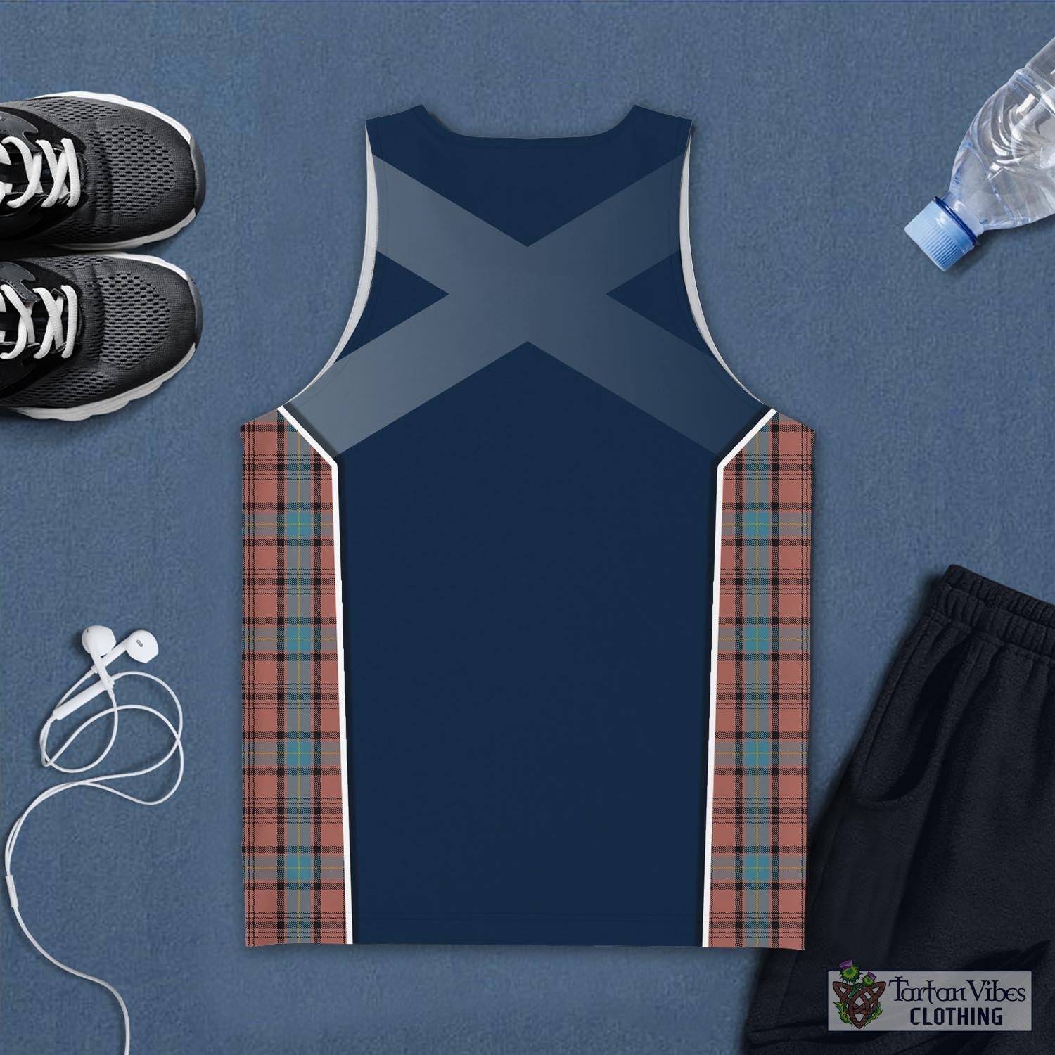 Tartan Vibes Clothing Hannay Dress Tartan Men's Tanks Top with Family Crest and Scottish Thistle Vibes Sport Style
