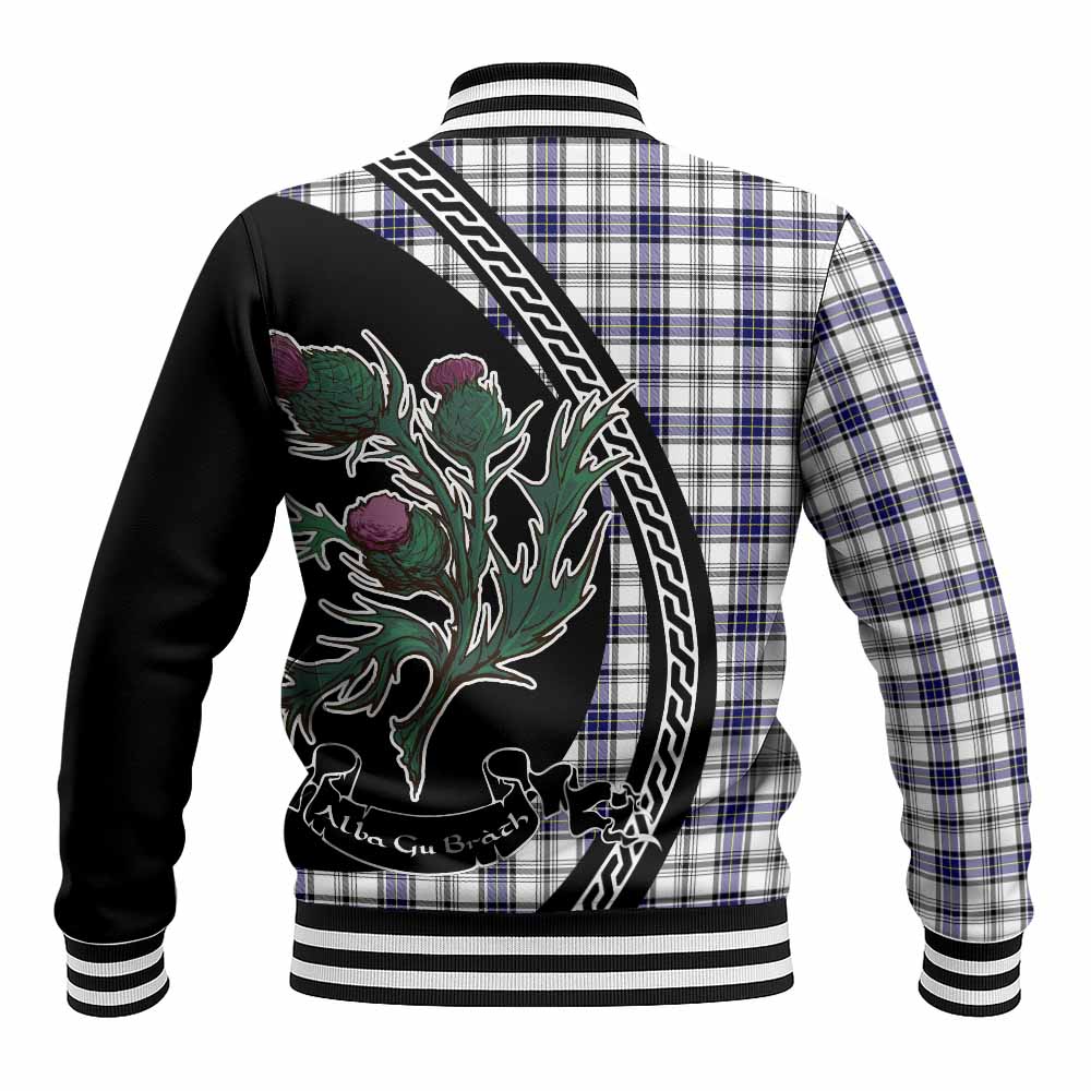 Hannay Family Crest Tartan Baseball Jacket Alba Thistle Inspired - Tartan Vibes Clothing