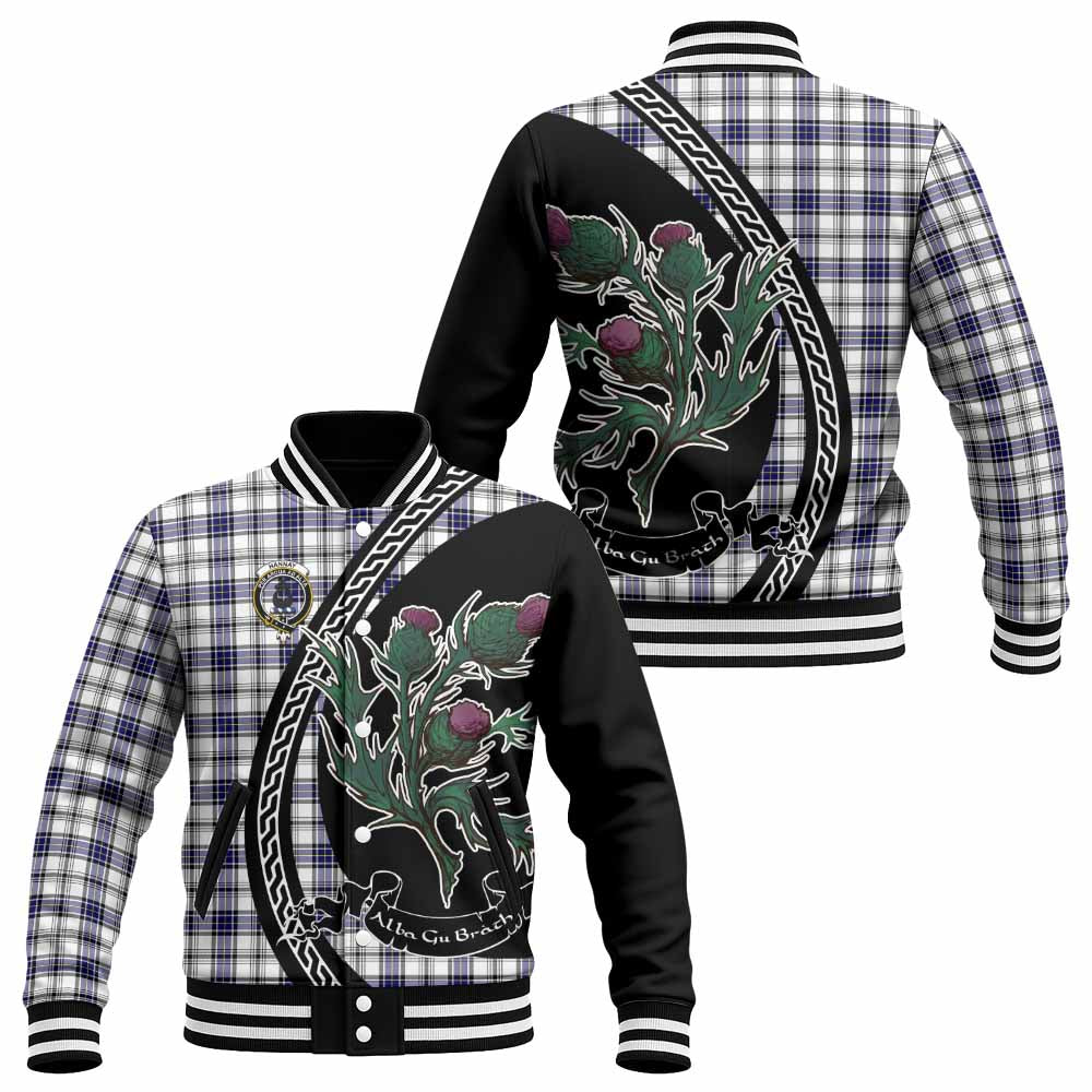 Hannay Family Crest Tartan Baseball Jacket Alba Thistle Inspired - Tartan Vibes Clothing