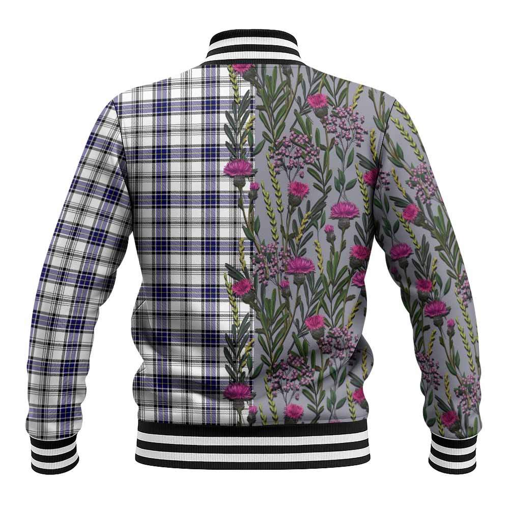 Hannay Family Crest Tartan Baseball Jacket Scottish Thistle Flower Pattern Half Style - Tartan Vibes Clothing