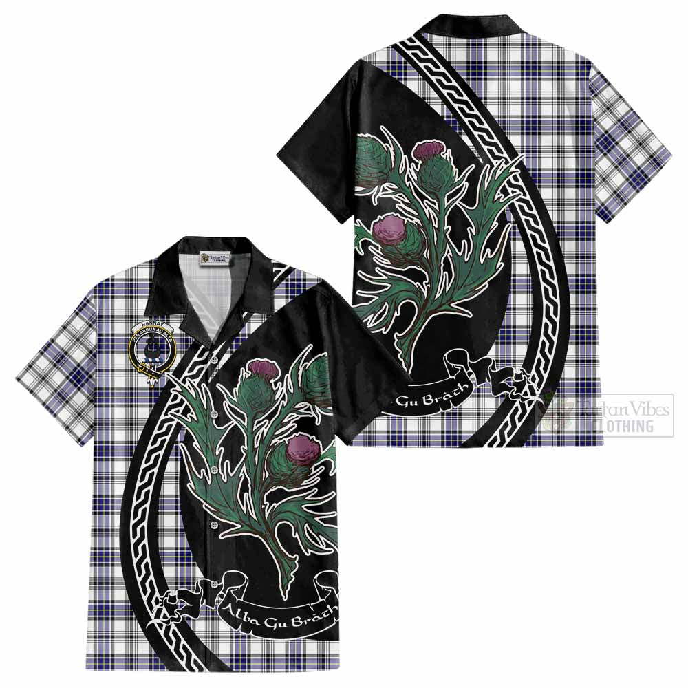 Hannay Family Crest Tartan Cotton Hawaiian Shirt Alba Thistle Inspired - Tartan Vibes Clothing