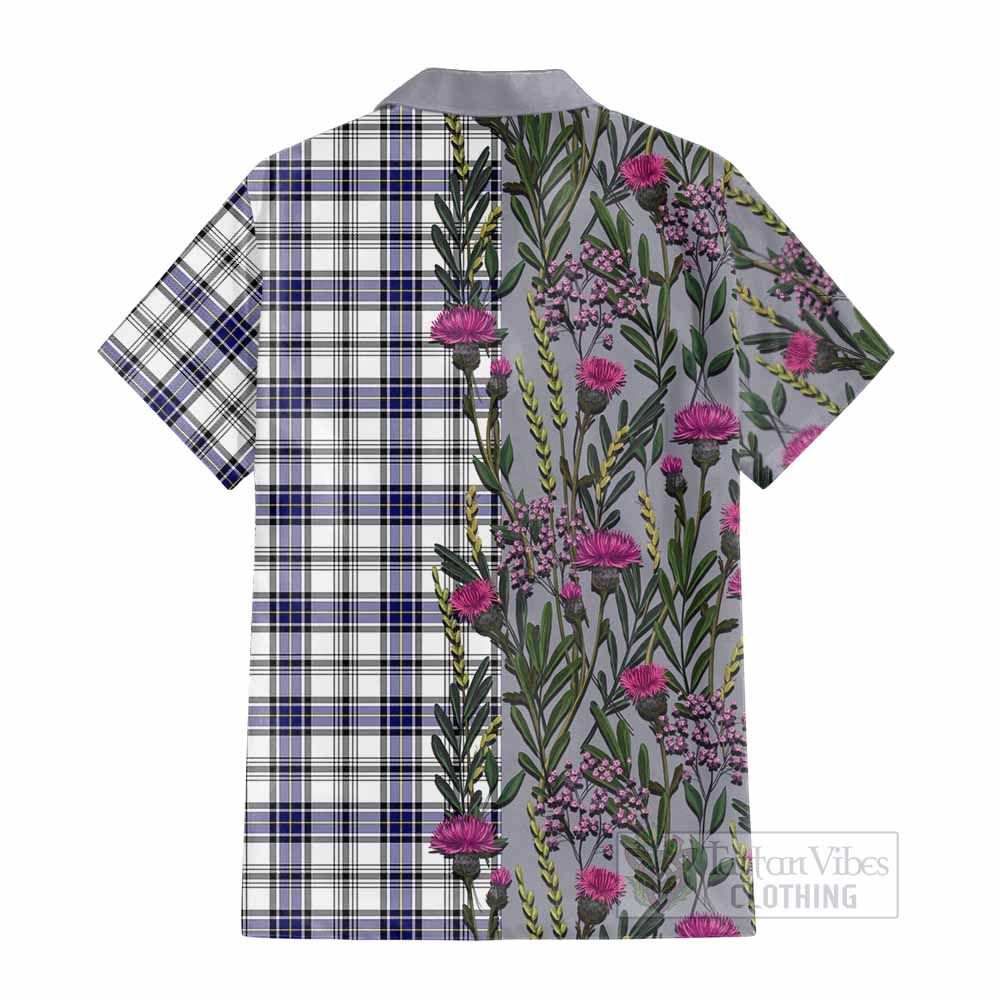 Hannay Family Crest Tartan Cotton Hawaiian Shirt Scottish Thistle Flower Pattern Half Style - Tartan Vibes Clothing