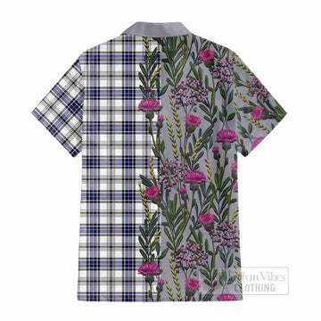 Hannay Family Crest Tartan Cotton Hawaiian Shirt Scottish Thistle Flower Pattern Half Style - Tartan Vibes Clothing