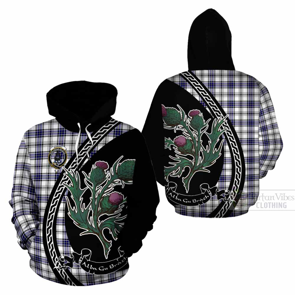 Hannay Family Crest Tartan Cotton Hoodie Alba Thistle Inspired - Tartan Vibes Clothing