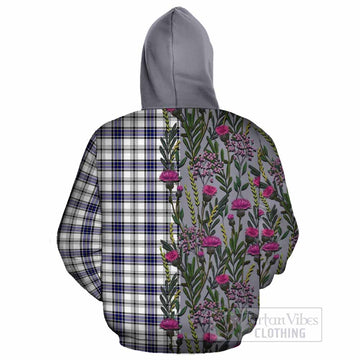 Hannay Family Crest Tartan Cotton Hoodie Scottish Thistle Flower Pattern Half Style