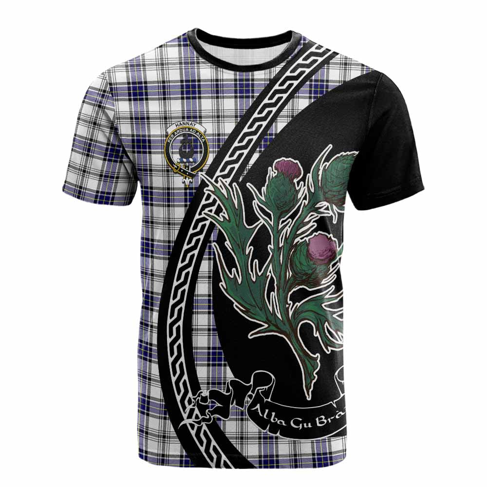 Hannay Family Crest Tartan Cotton T-shirt Alba Thistle Inspired - Tartan Vibes Clothing