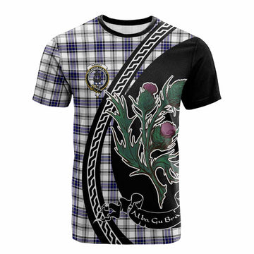 Hannay Family Crest Tartan Cotton T-shirt Alba Thistle Inspired