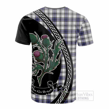 Hannay Family Crest Tartan Cotton T-shirt Alba Thistle Inspired