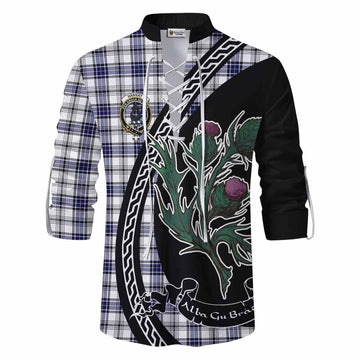 Hannay Family Crest Tartan Ghillie Shirt Alba Thistle Inspired