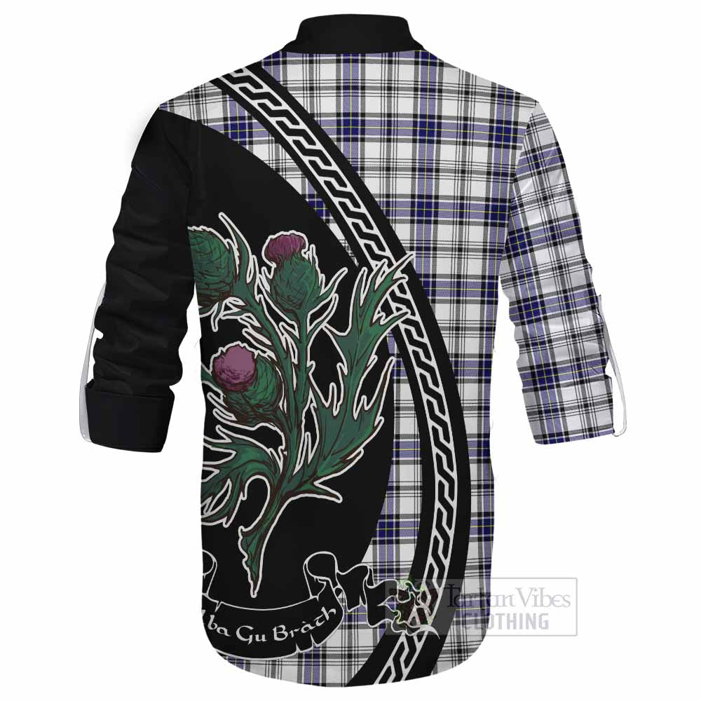 Hannay Family Crest Tartan Ghillie Shirt Alba Thistle Inspired - Tartan Vibes Clothing