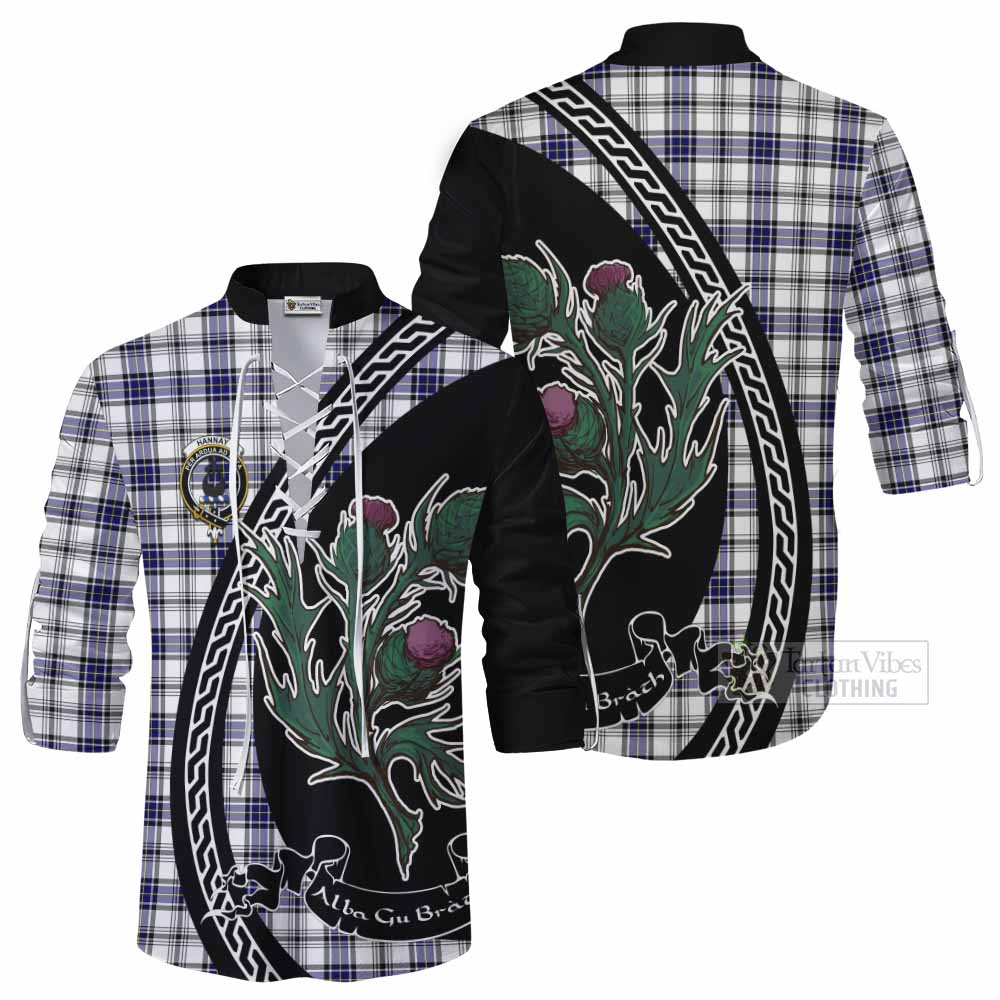 Hannay Family Crest Tartan Ghillie Shirt Alba Thistle Inspired - Tartan Vibes Clothing