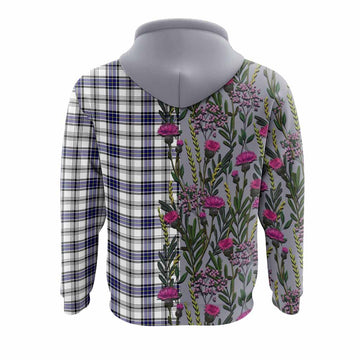 Hannay Family Crest Tartan Hoodie Scottish Thistle Flower Pattern Half Style