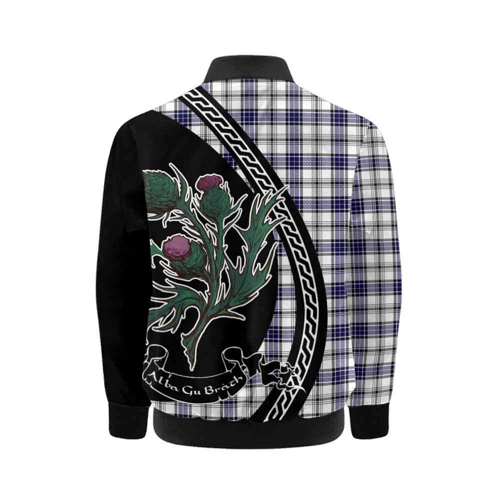 Hannay Family Crest Tartan Kid Bomber Jacket Alba Thistle Inspired - Tartan Vibes Clothing