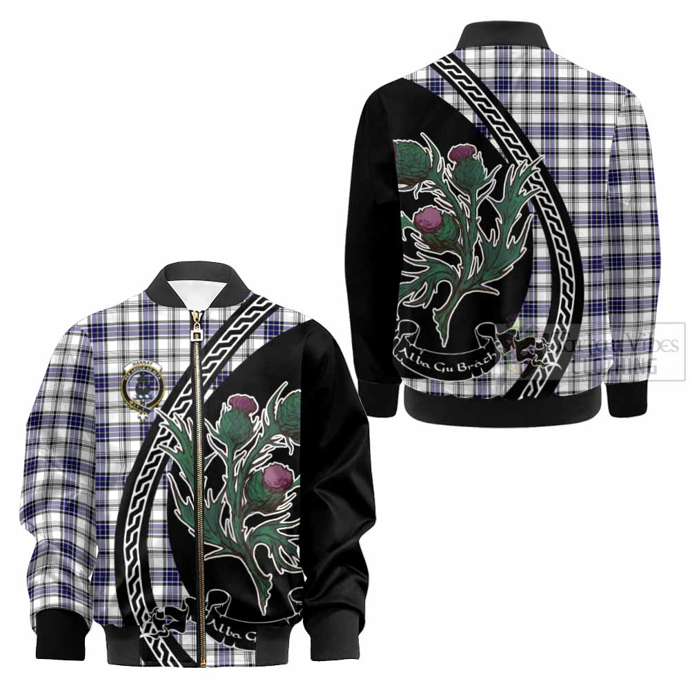 Hannay Family Crest Tartan Kid Bomber Jacket Alba Thistle Inspired - Tartan Vibes Clothing