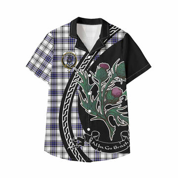 Hannay Family Crest Tartan Kid Hawaiian Shirt Alba Thistle Inspired - Tartan Vibes Clothing