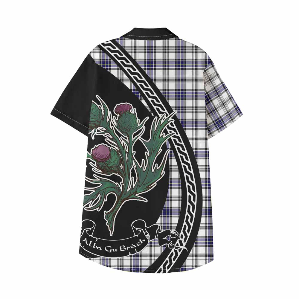 Hannay Family Crest Tartan Kid Hawaiian Shirt Alba Thistle Inspired - Tartan Vibes Clothing