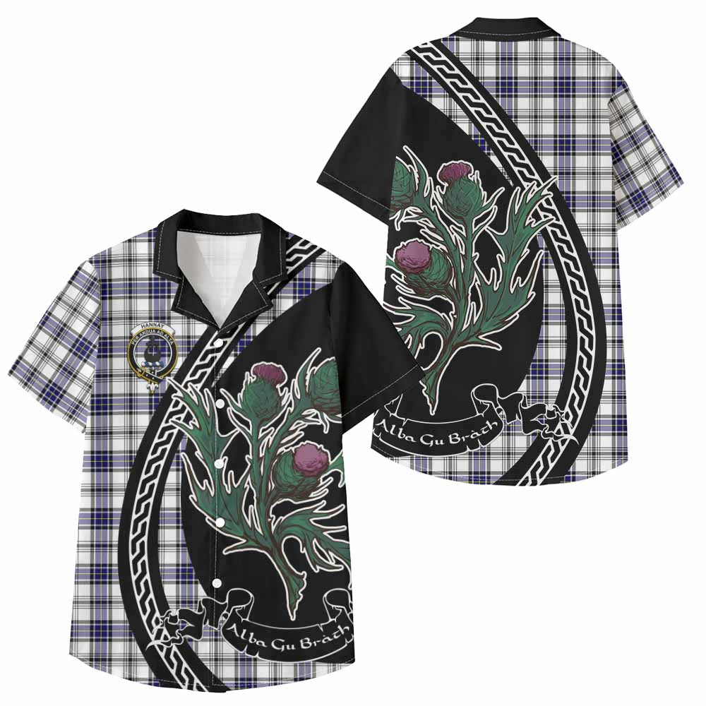 Hannay Family Crest Tartan Kid Hawaiian Shirt Alba Thistle Inspired - Tartan Vibes Clothing