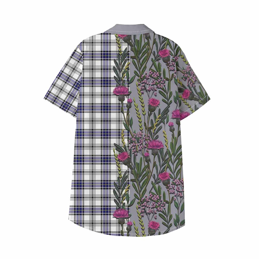 Hannay Family Crest Tartan Kid Hawaiian Shirt Scottish Thistle Flower Pattern Half Style - Tartan Vibes Clothing