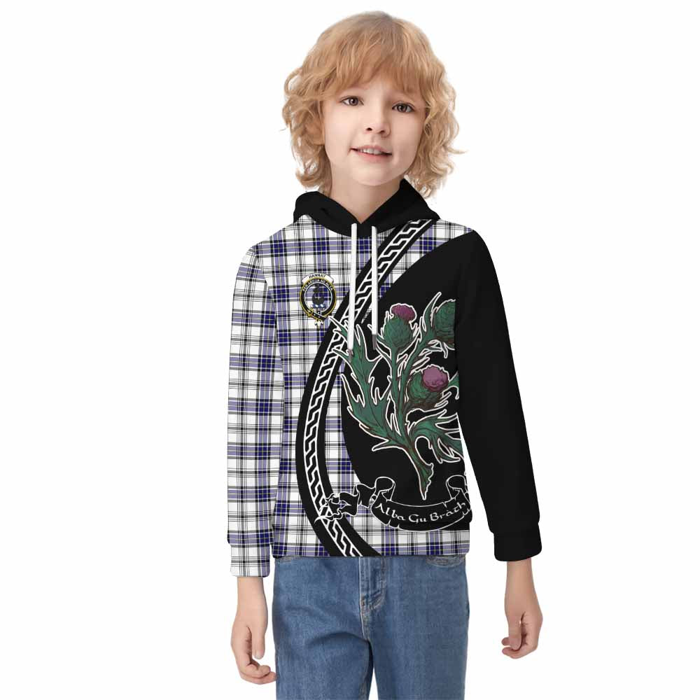 Hannay Family Crest Tartan Kid Hoodie Alba Thistle Inspired - Tartan Vibes Clothing