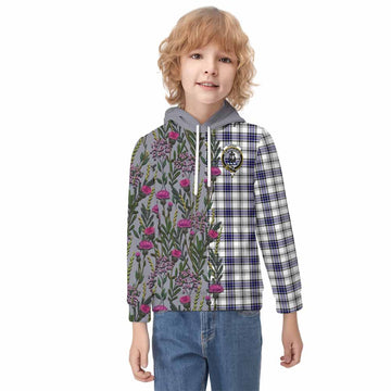 Hannay Family Crest Tartan Kid Hoodie Scottish Thistle Flower Pattern Half Style