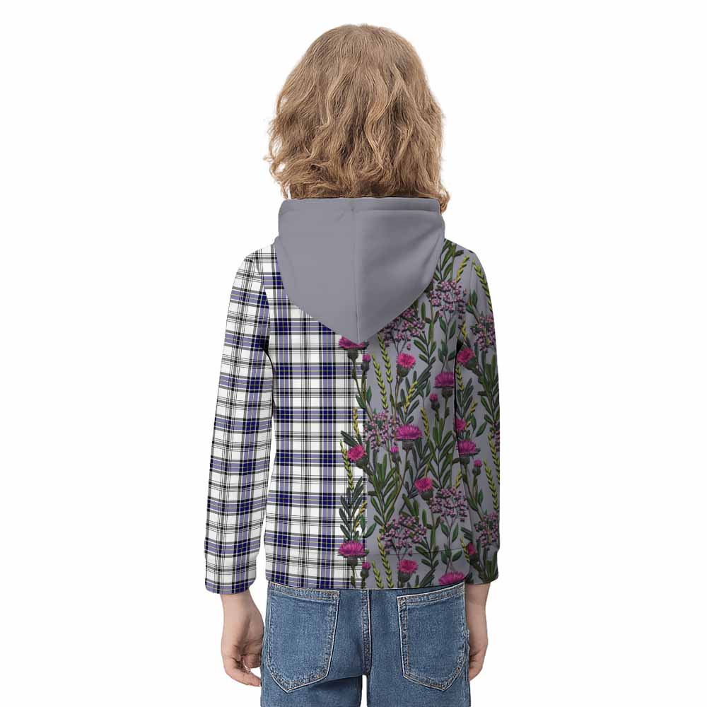 Hannay Family Crest Tartan Kid Hoodie Scottish Thistle Flower Pattern Half Style - Tartan Vibes Clothing