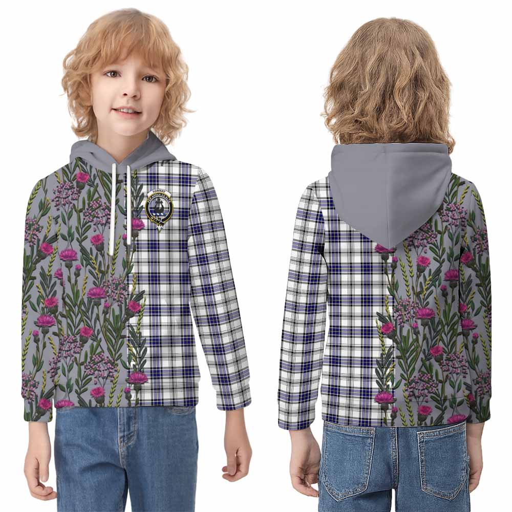 Hannay Family Crest Tartan Kid Hoodie Scottish Thistle Flower Pattern Half Style - Tartan Vibes Clothing
