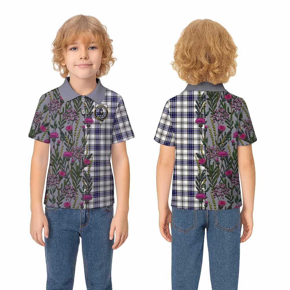Hannay Family Crest Tartan Kid Polo Shirt Scottish Thistle Flower Pattern Half Style - Tartan Vibes Clothing