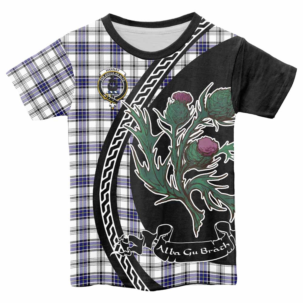 Hannay Family Crest Tartan Kid T-shirt Alba Thistle Inspired - Tartan Vibes Clothing
