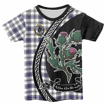 Hannay Family Crest Tartan Kid T-shirt Alba Thistle Inspired - Tartan Vibes Clothing