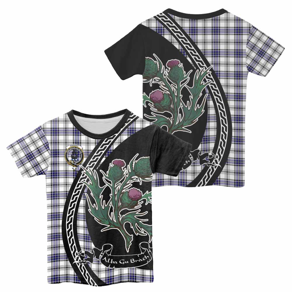 Hannay Family Crest Tartan Kid T-shirt Alba Thistle Inspired - Tartan Vibes Clothing