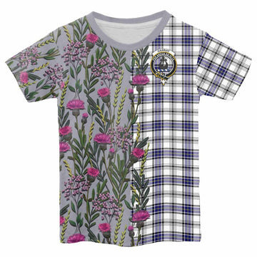 Hannay Family Crest Tartan Kid T-shirt Scottish Thistle Flower Pattern Half Style - Tartan Vibes Clothing