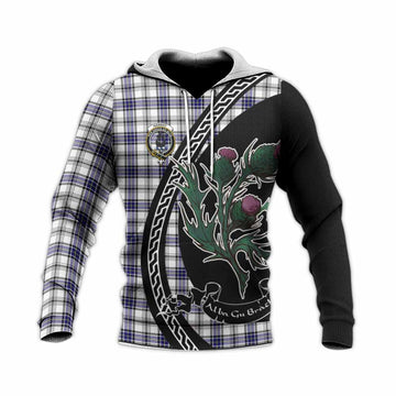 Hannay Family Crest Tartan Knitted Hoodie Alba Thistle Inspired