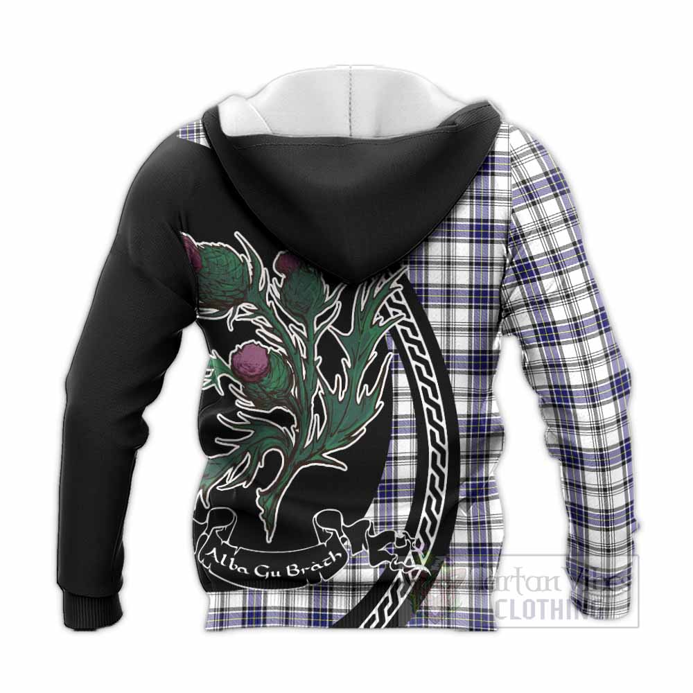 Hannay Family Crest Tartan Knitted Hoodie Alba Thistle Inspired - Tartan Vibes Clothing