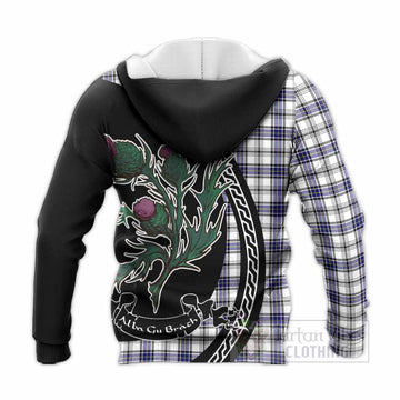 Hannay Family Crest Tartan Knitted Hoodie Alba Thistle Inspired