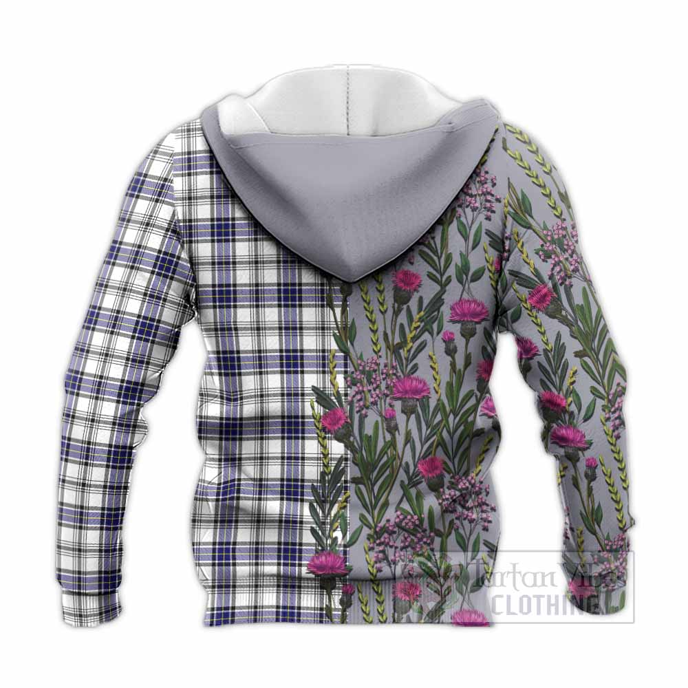 Hannay Family Crest Tartan Knitted Hoodie Scottish Thistle Flower Pattern Half Style - Tartan Vibes Clothing