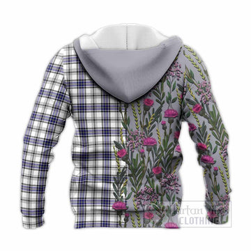 Hannay Family Crest Tartan Knitted Hoodie Scottish Thistle Flower Pattern Half Style