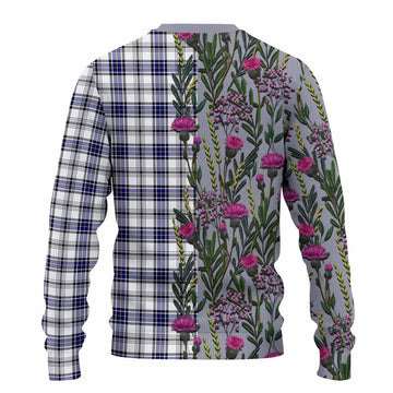 Hannay Family Crest Tartan Knitted Sweater Scottish Thistle Flower Pattern Half Style
