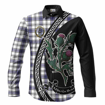 Hannay Family Crest Tartan Long Sleeve Button Shirts Alba Thistle Inspired