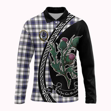 Hannay Family Crest Tartan Long Sleeve Polo Shirt Alba Thistle Inspired - Tartan Vibes Clothing