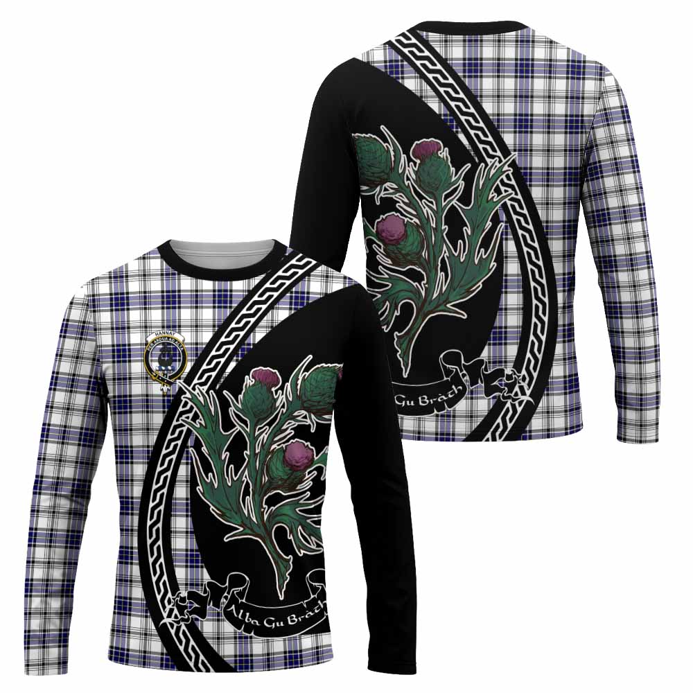 Hannay Family Crest Tartan Long Sleeve T-Shirt Alba Thistle Inspired - Tartan Vibes Clothing