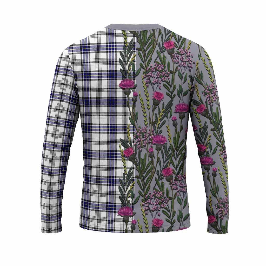 Hannay Family Crest Tartan Long Sleeve T-Shirt Scottish Thistle Flower Pattern Half Style - Tartan Vibes Clothing