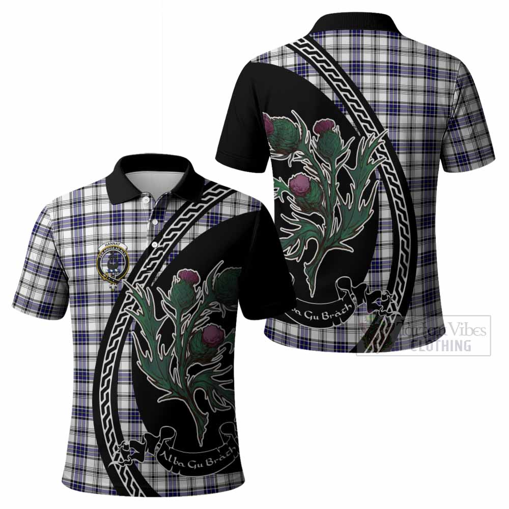 Hannay Family Crest Tartan Polo Shirt Alba Thistle Inspired - Tartan Vibes Clothing