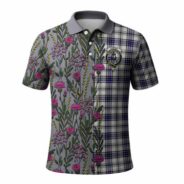 Hannay Family Crest Tartan Polo Shirt Scottish Thistle Flower Pattern Half Style