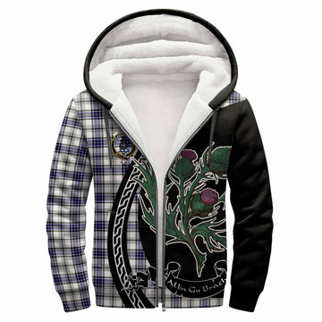 Hannay Family Crest Tartan Sherpa Hoodie Alba Thistle Inspired